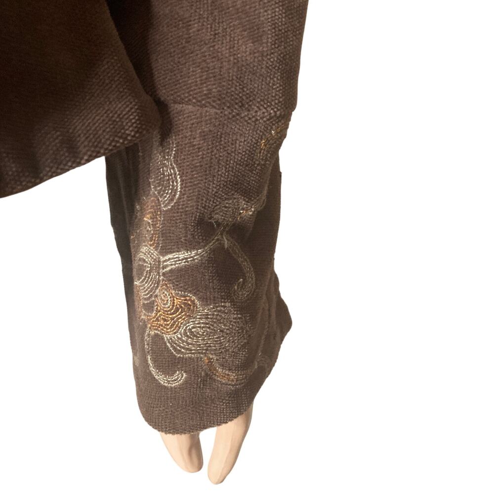 90 Ninety Blazer Womens M Embroidered Brown Floral Tailored Jacket - Picture 7 of 12